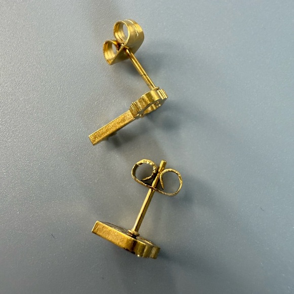 Stainless Steel Gold Key and Lock Earrings - Picture 5 of 5
